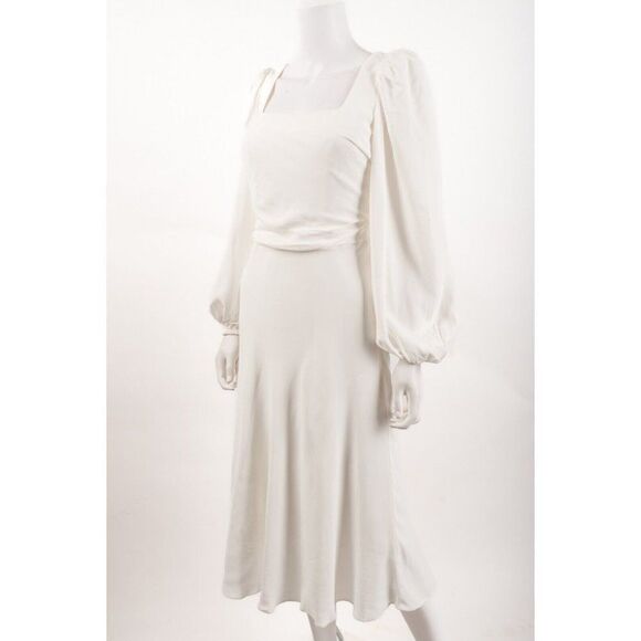 Ungaro Womens Margot Balloon-Sleeve Midi-Dress Size XS Ivory Ecru $595 NWT - Picture 5 of 7
